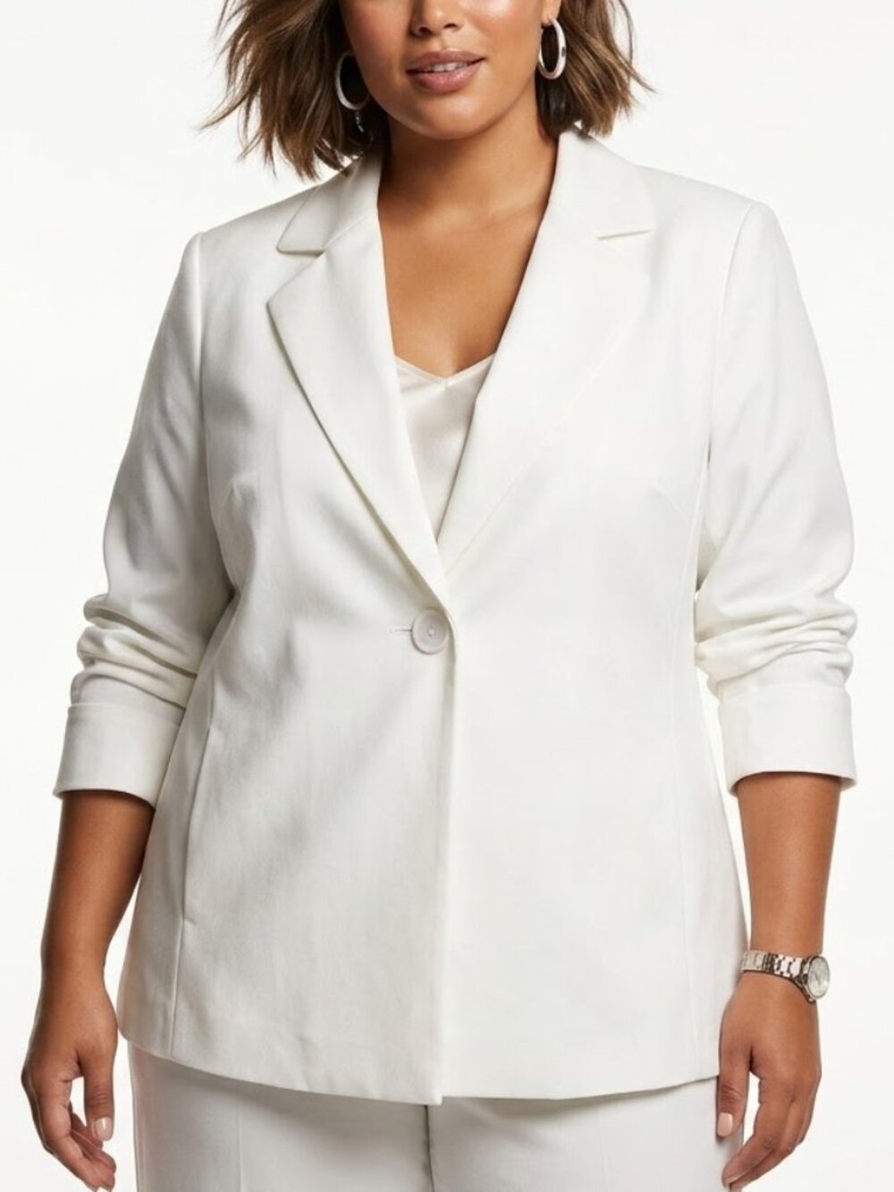 NYP SUITS White Minimalist Blazer Single Button Structural Back Tab Jacket 16